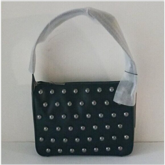BCBGENERATION Novel Studded Shoulder Hobo HandBag Fx. Leather Black - Picture 5 of 12